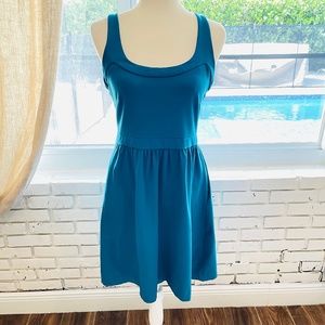 Cynthia Rowley Women's Teal Nylon Sleeveless Scoop Neck Knee Length Dress, Sz M